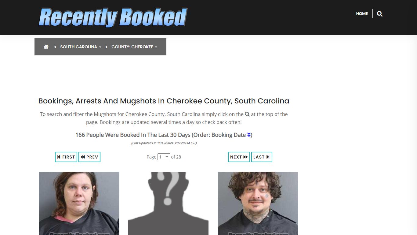 Bookings, Arrests and Mugshots in Cherokee County, South Carolina