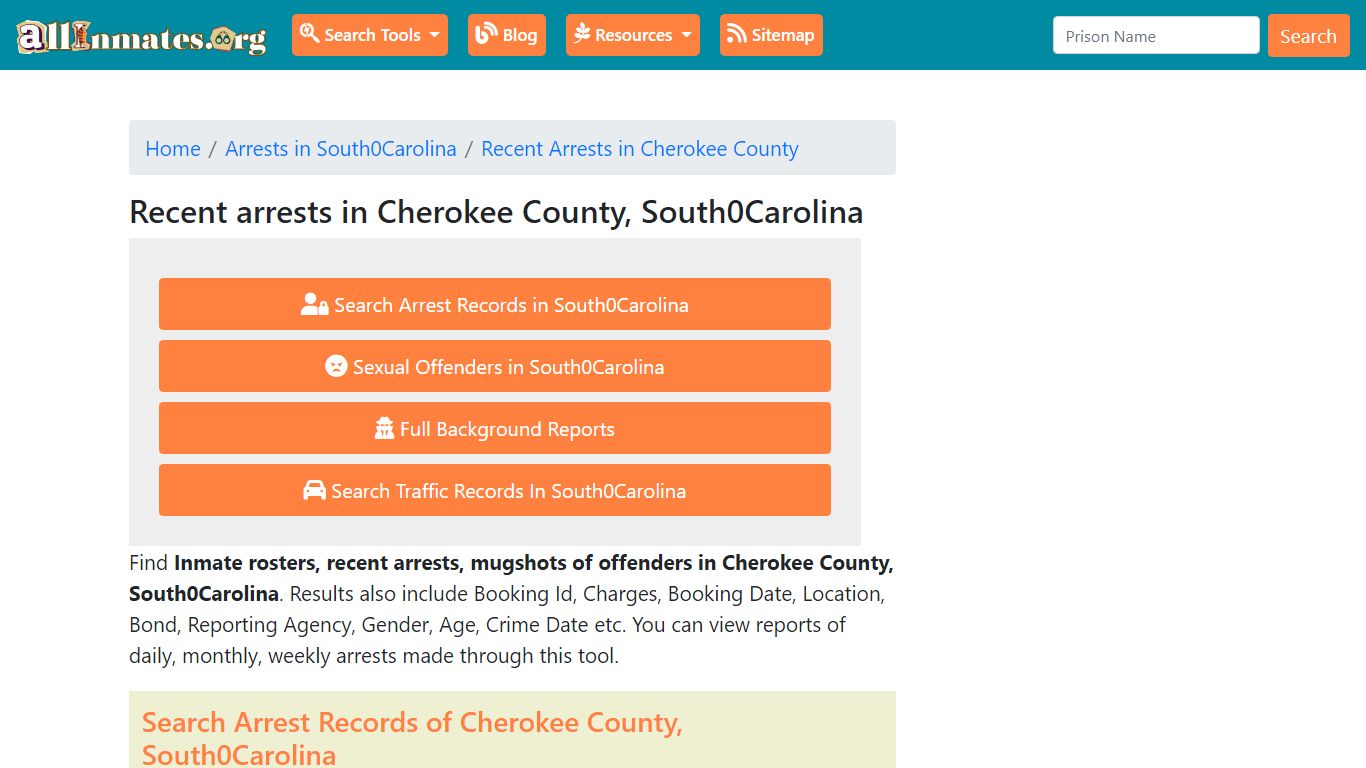 Recent arrests in Cherokee County, South Carolina